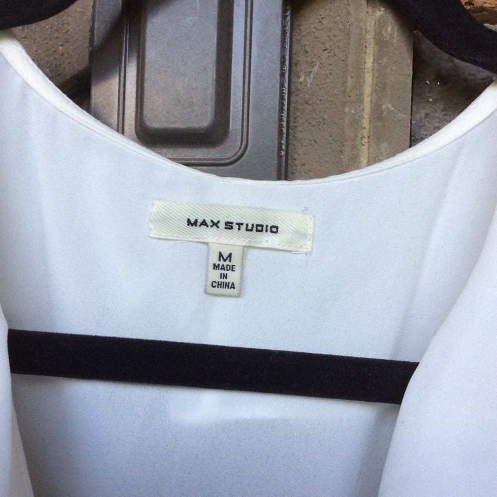Max Studio White Ruffled Surplice Wrap Top - Picture 3 of 5
